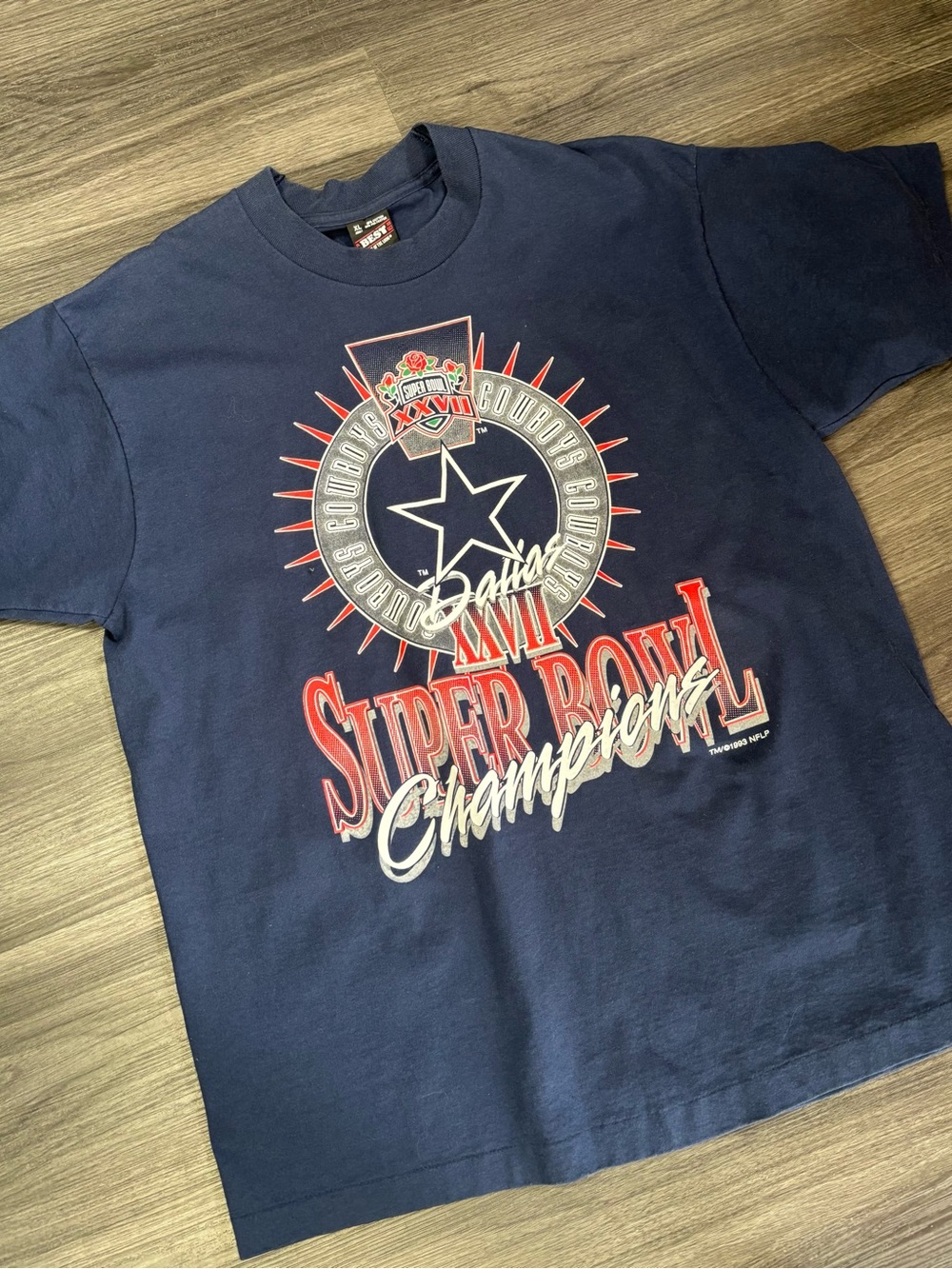 Vintage 1993 Dallas Cowboys Super Bowl Champions T-shirt NavySingle Stitch XL